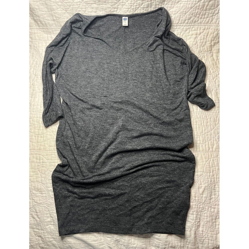 Beautiful fall staple piece W-S Gray Heather V-Neck Dolman Sleeve T-Shirt Dress